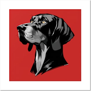 Stunning and Cool Hanoverian Scenthound Monochrome and Gold Portrait for Father's Day Posters and Art